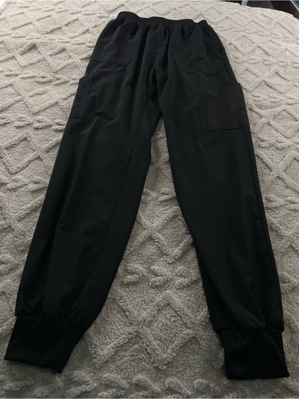 Scrubaid  Black Cargo Jogger Scrub Pants - Elastic Waist Size Medium Medical